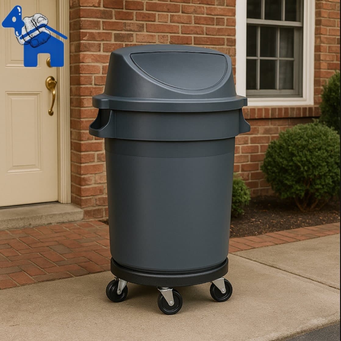 80L Circular Garbage Can with Wheels & Swing Lid — photo 4 of 4