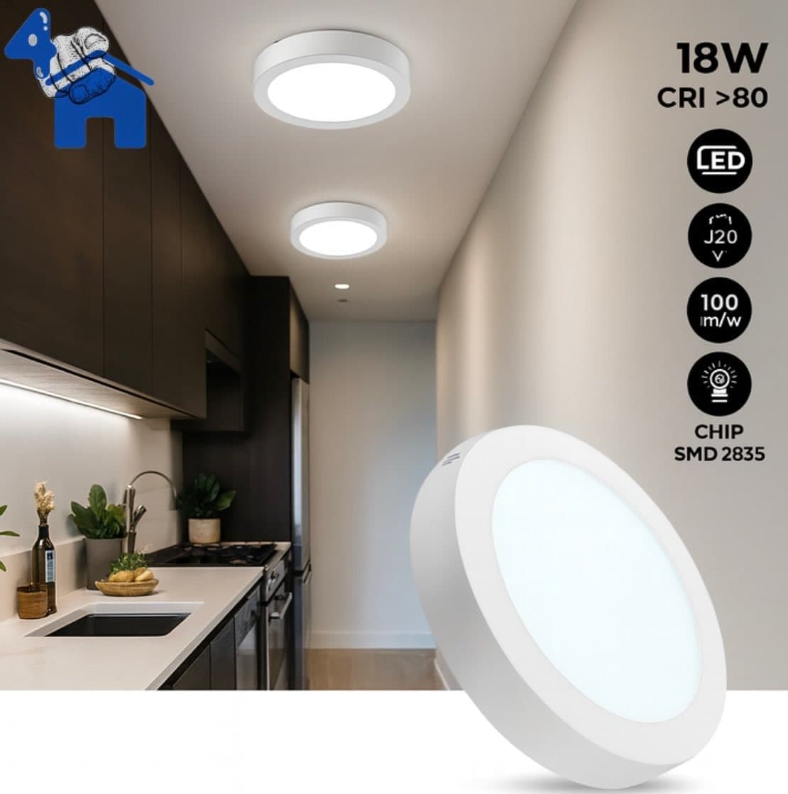 18W 8" Round Surface-Mounted LED Ceiling Light — photo 8 of 8