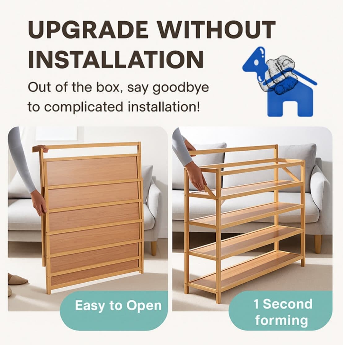 Foldable Multi-Tier Bamboo Shoe Rack — photo 2 of 6
