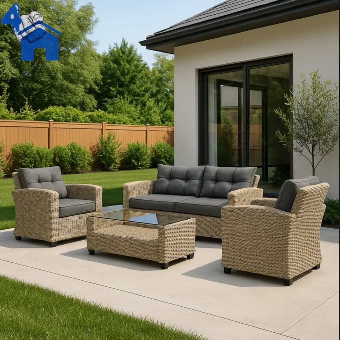 Jett 4-Person Wicker Outdoor Sofa Seating Group with Glass-Top Table — photo 2 of 8