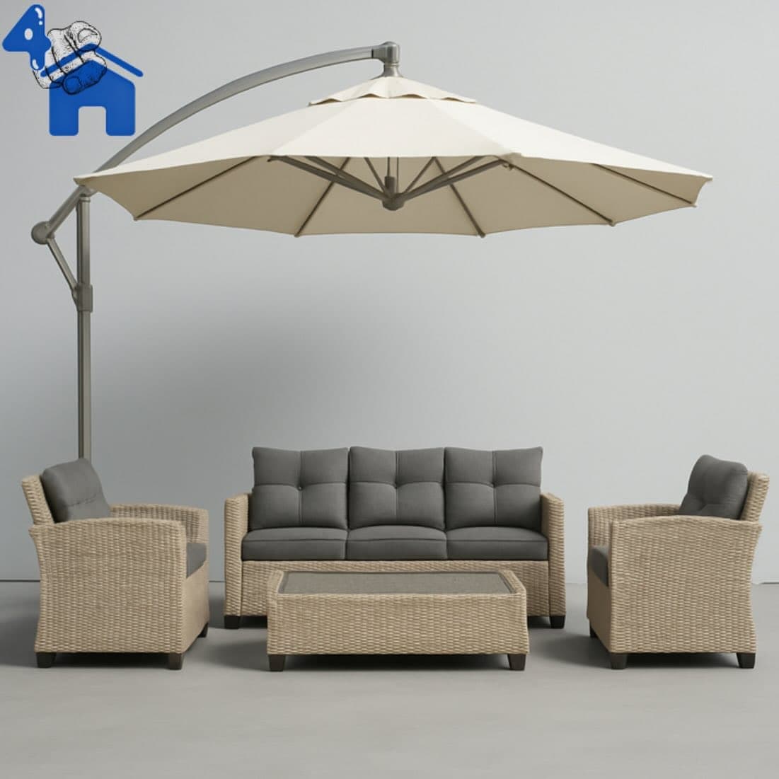 Jett 4-Person Wicker Outdoor Sofa Seating Group with Glass-Top Table — photo 3 of 8