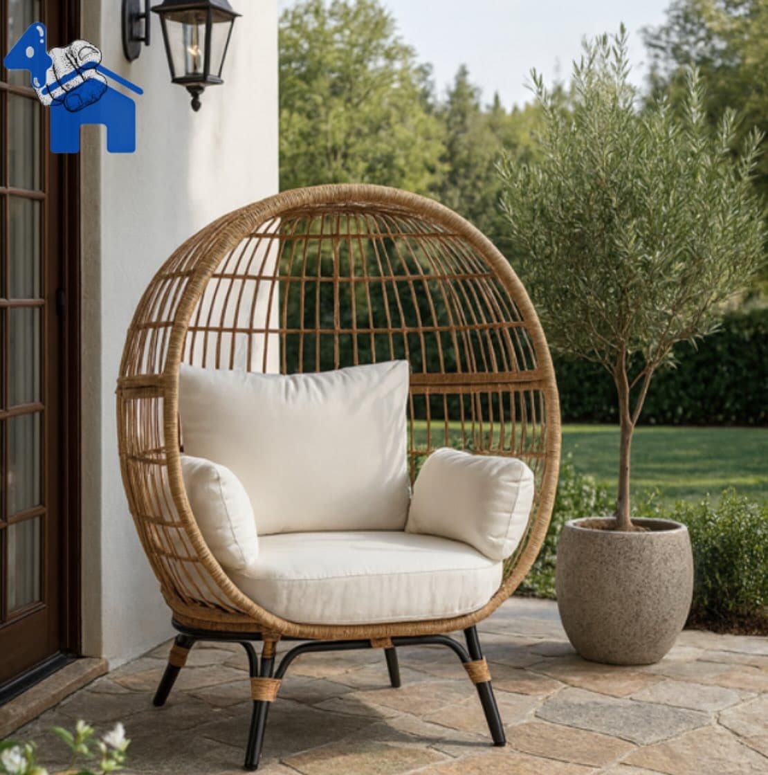 Luxury Egg-Shaped Rattan Lounge Chair — photo 3 of 6