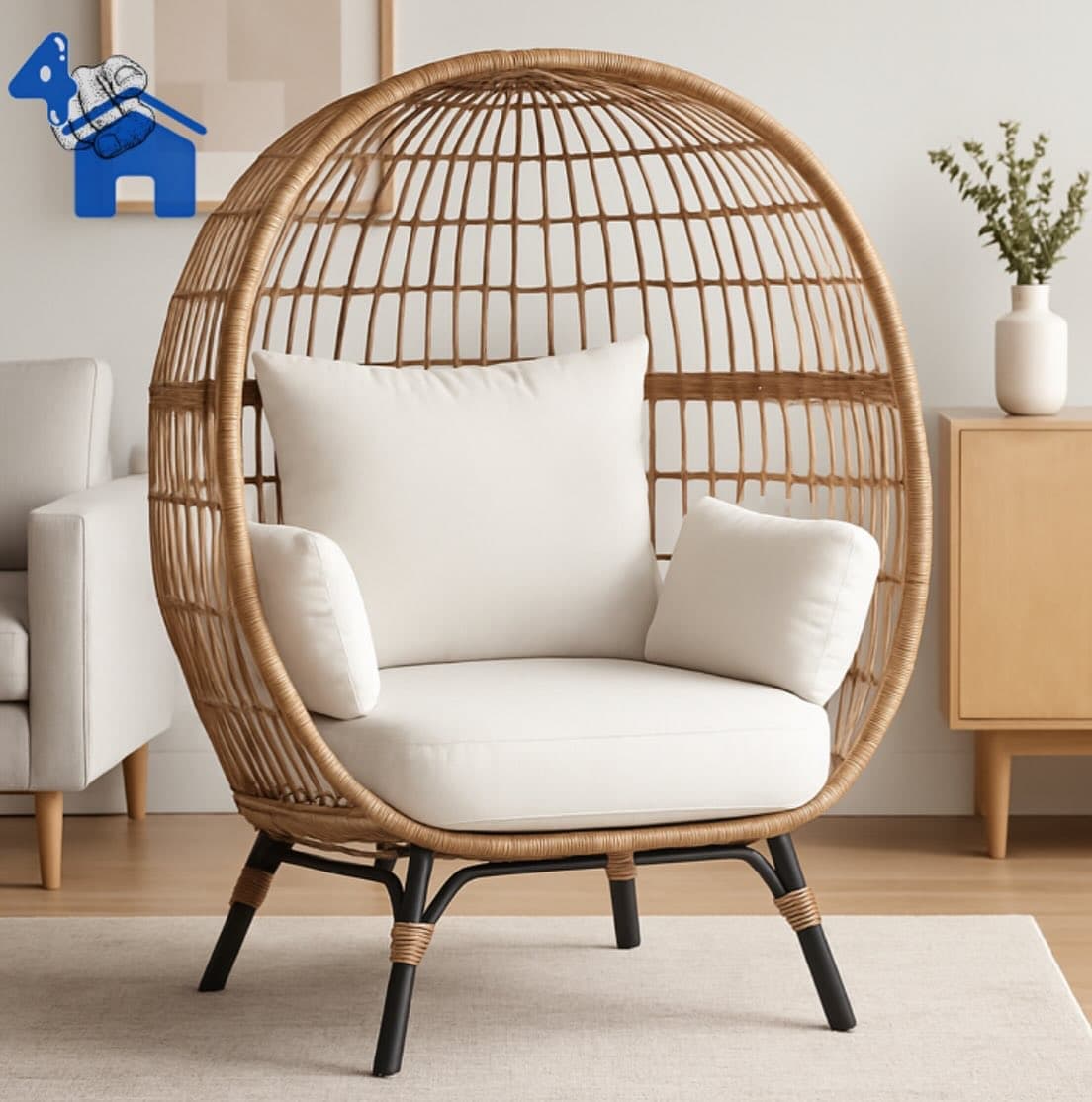 Luxury Egg-Shaped Rattan Lounge Chair — photo 6 of 6