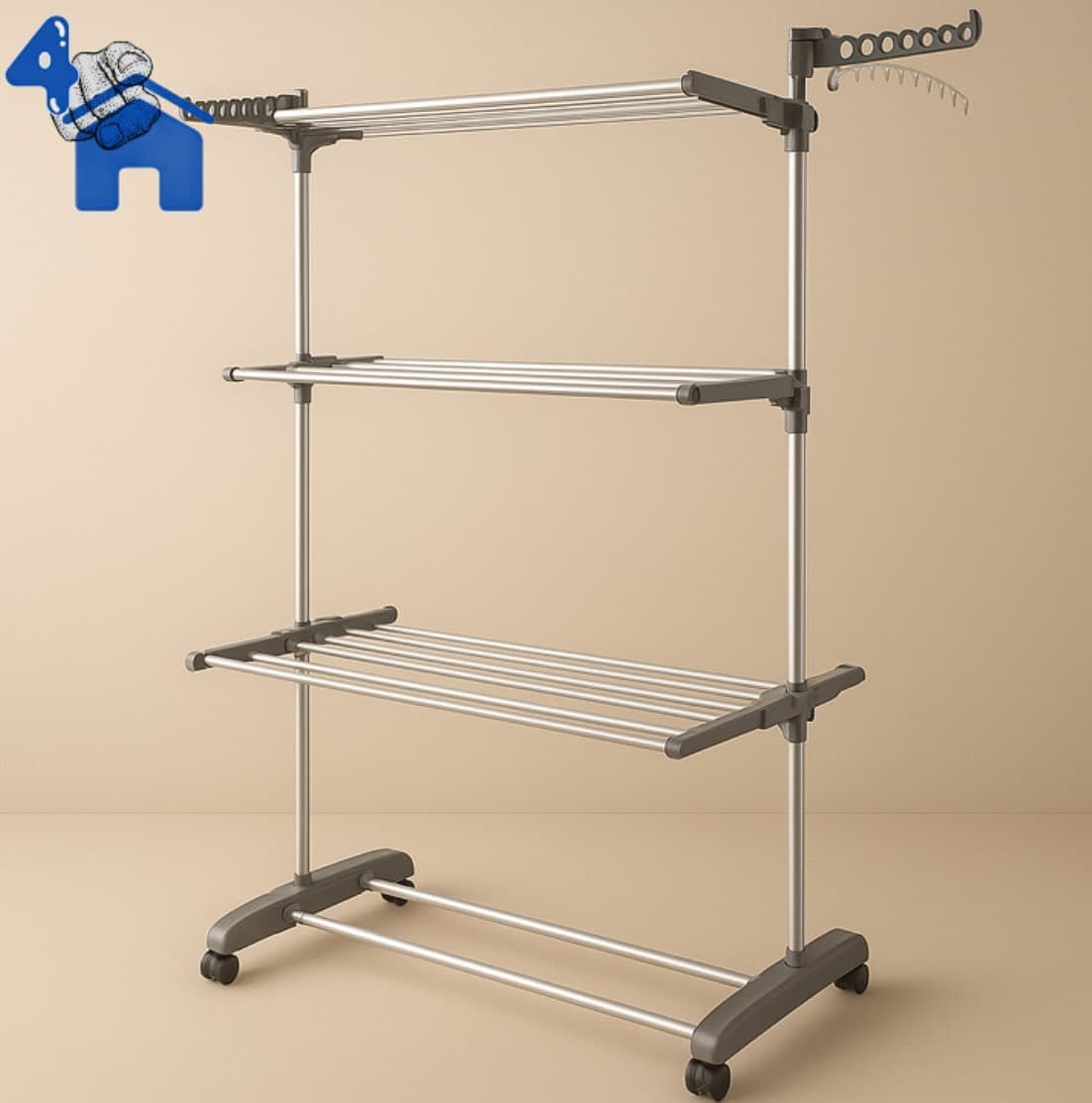 3-Column Clothes Rack Wardrobe with Shoe Organizer