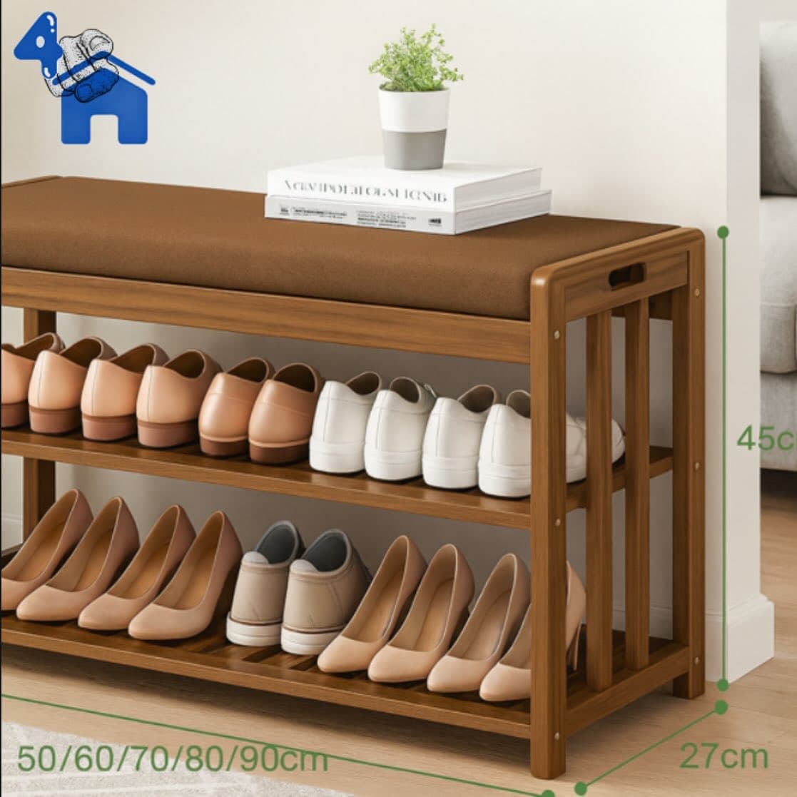 Multi-Functional Wooden Shoe Rack with Seat Bench — photo 2 of 4