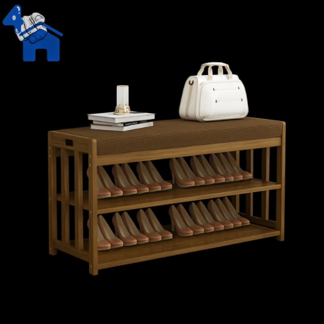 Multi-Functional Wooden Shoe Rack with Seat Bench — photo 3 of 4